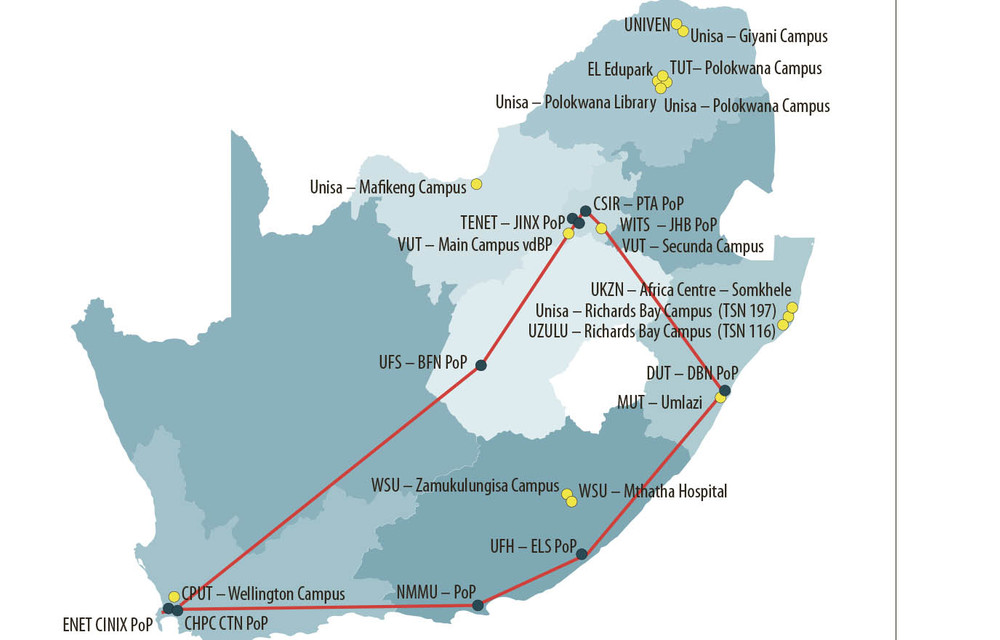 There are now 19 universities linked by broadband in South Africa