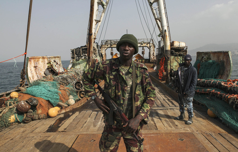 Sierra Leonean security forces guard the Marampa 803