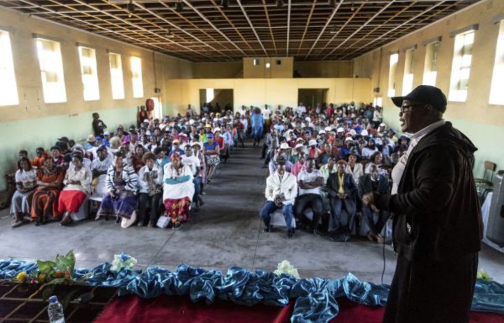 Leader of People’s Rainbow Coalition party Joice Mujuru addresses a presidential campaign meeting in Bulawayo in June.