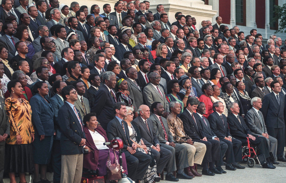 May 1996: Members of the Constitutional Assembly. The signing of the Constitution ushered in a new era of constitutional democracy.