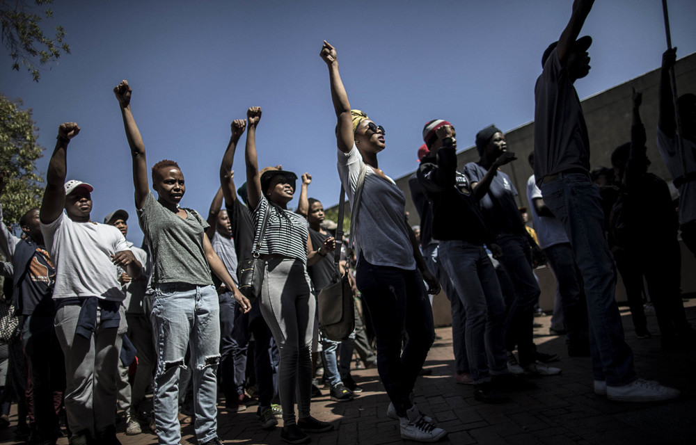 Amandla! Ngawethu: During the #FeesMustFall protests Wits students continued the protest tradition of call and response struggle songs