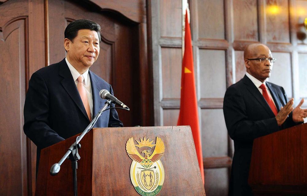 China's newly-elected President Xi Jinping with President Jacob Zuma.