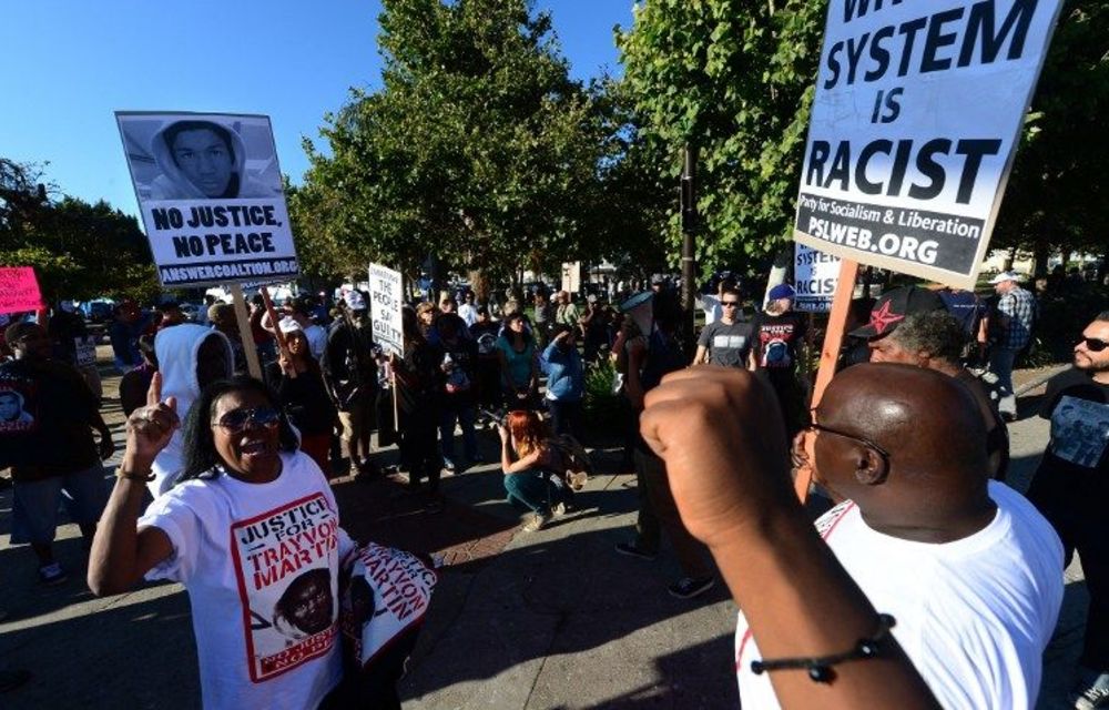 The protesters skirmished with police along several streets in the Crenshaw District in southwestern Los Angeles.