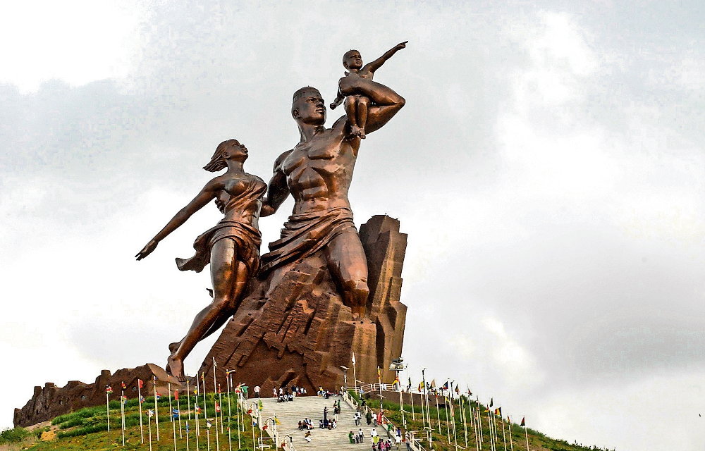 The African Renaissance monument celebrates freedom from colonialism.