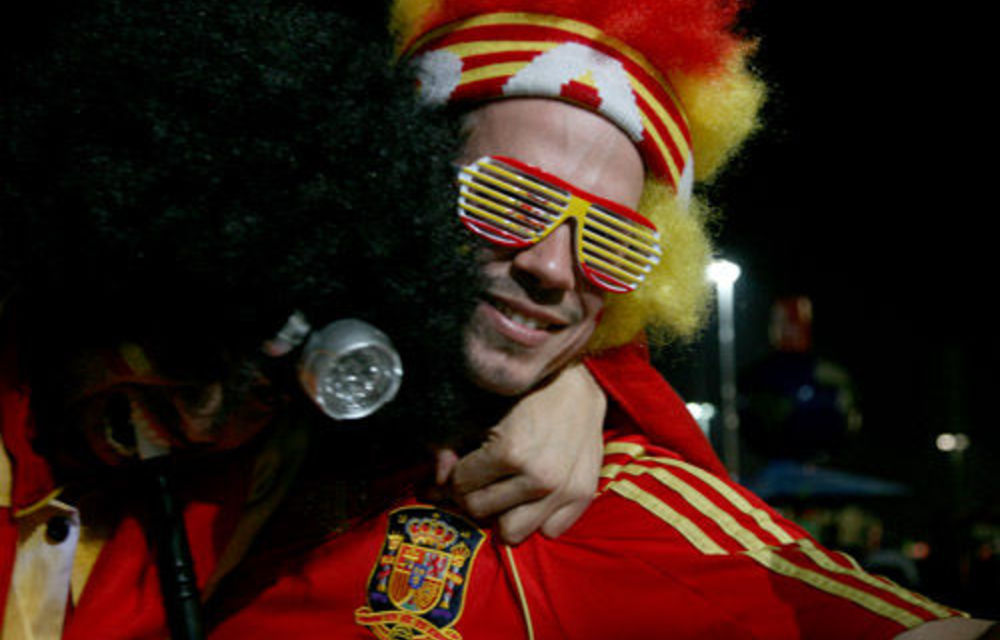 Spanish fans celebrate at Ellis Park