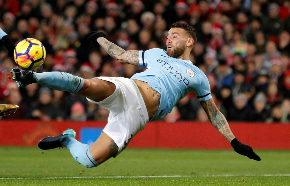 Nicolas Otamendi scores the goal that may have handed his team the league.