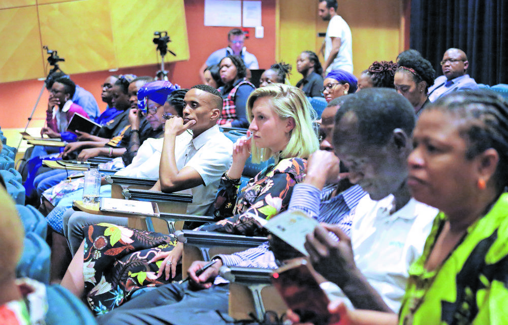 Audience members engage with the panelists at the Critical Thinking Forum which focused on Gender-Based Violence.