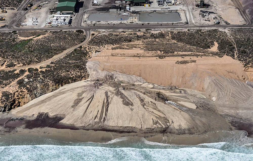 A cliff collapsed by Tormin mine in 2016.