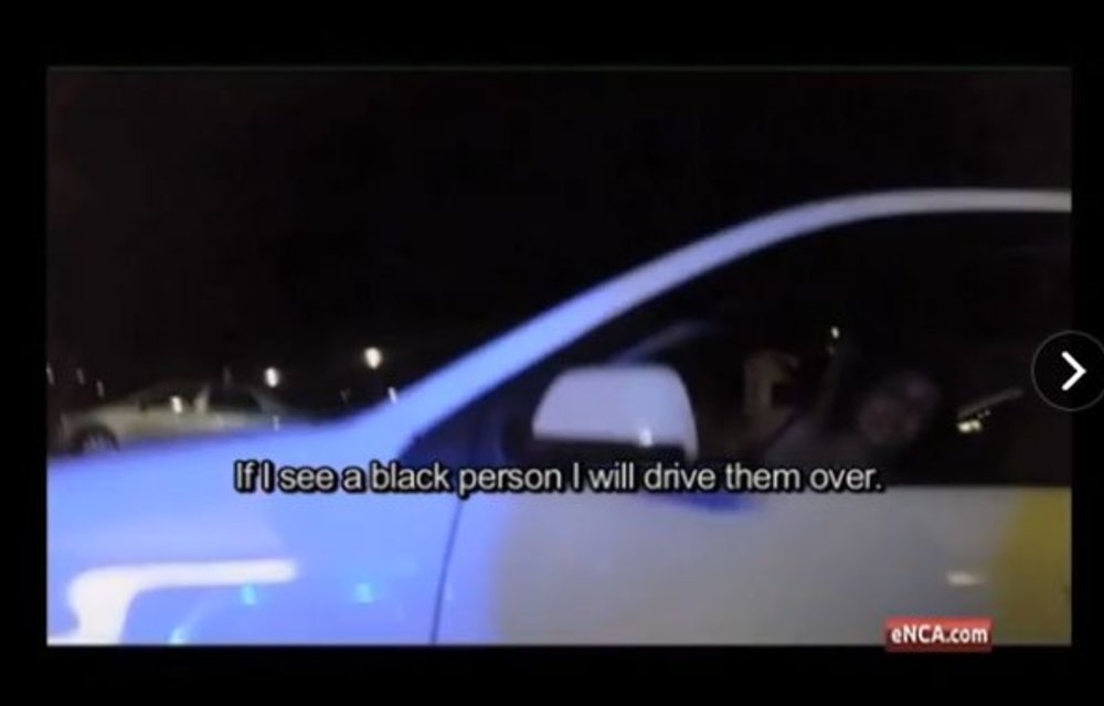 A screenshot of the racist rant video that went viral.