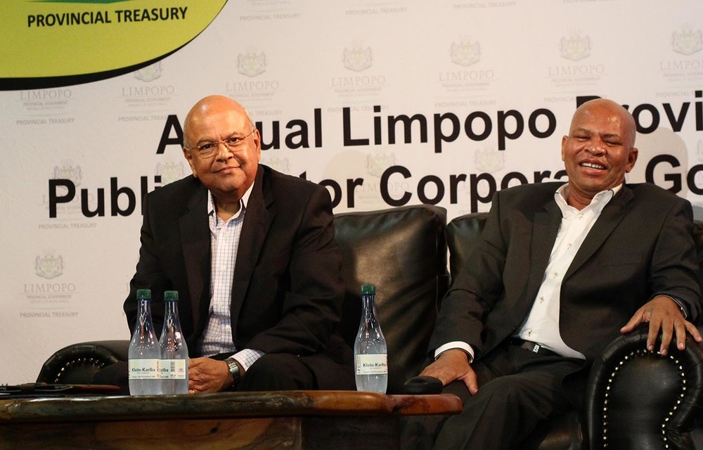 Minister of Co-operative Governance and Traditional Affairs Pravin Gordhan and Limpopo Pemier Stanley Mathabatha