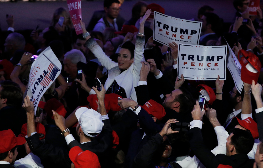 Trump supporters celebrate after the Republican's victory.