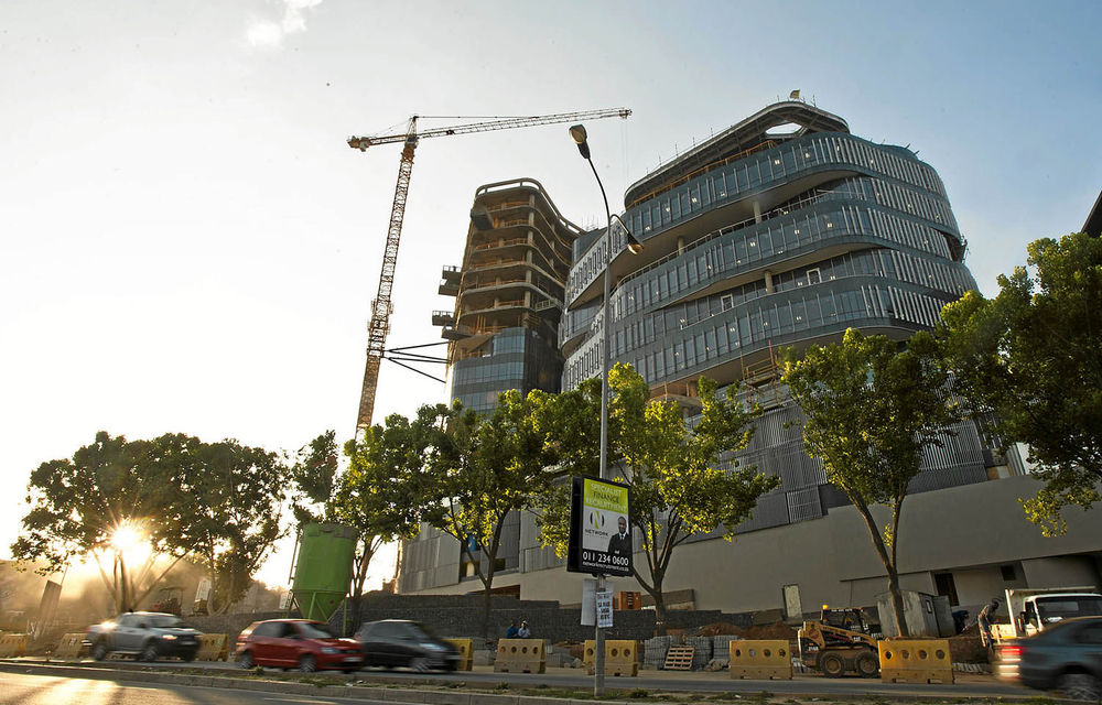 Ups and downs: Cranes are as much part of ­Sandton’s skyline as ­skyscrapers — but the boom is ­creating major traffic problems.