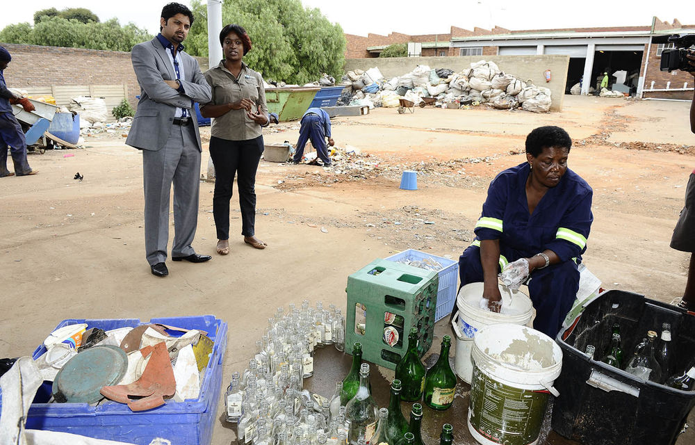 NYDA executive chairperson Yershen Pillay is shown around Zondi Buy Back Centre in Soweto.