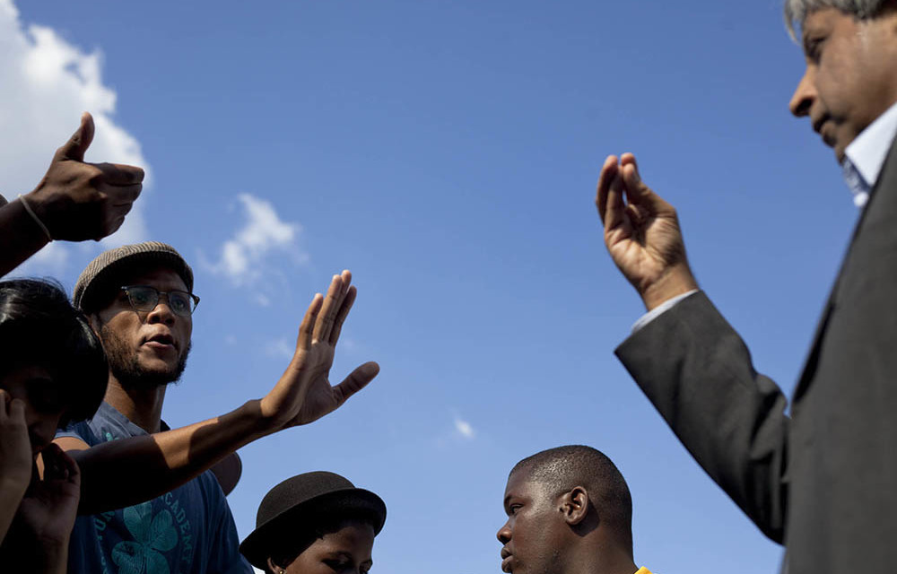 Vuyani Pambo – a student figurehead in the EFF Student Command – led a #FeesMustFall protest alongside members of the Pan Africanist Student Movement of Azania.