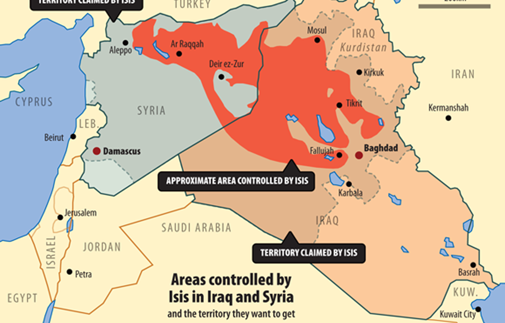 Isis controls large areas in Syria and Iraq.