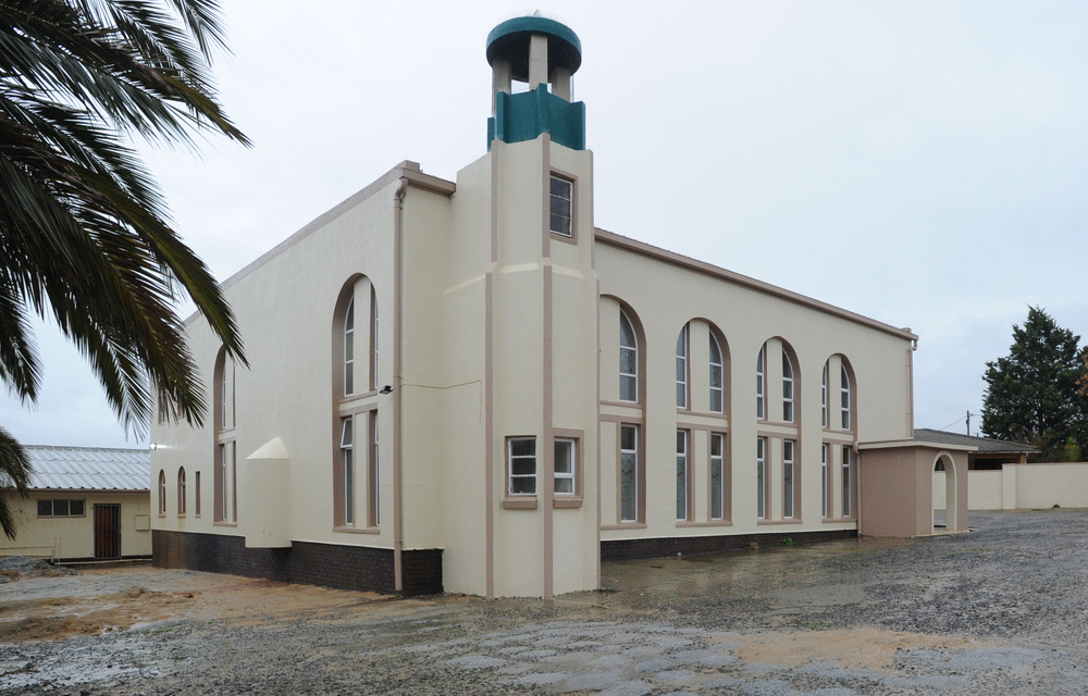 The mosque where two people were stabbed to death on June 14 2018 in Malmesbury.