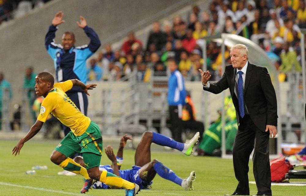 Gordon Igesund makes his feelings known during Bafana Bafana’s first match against the Central African Republic.