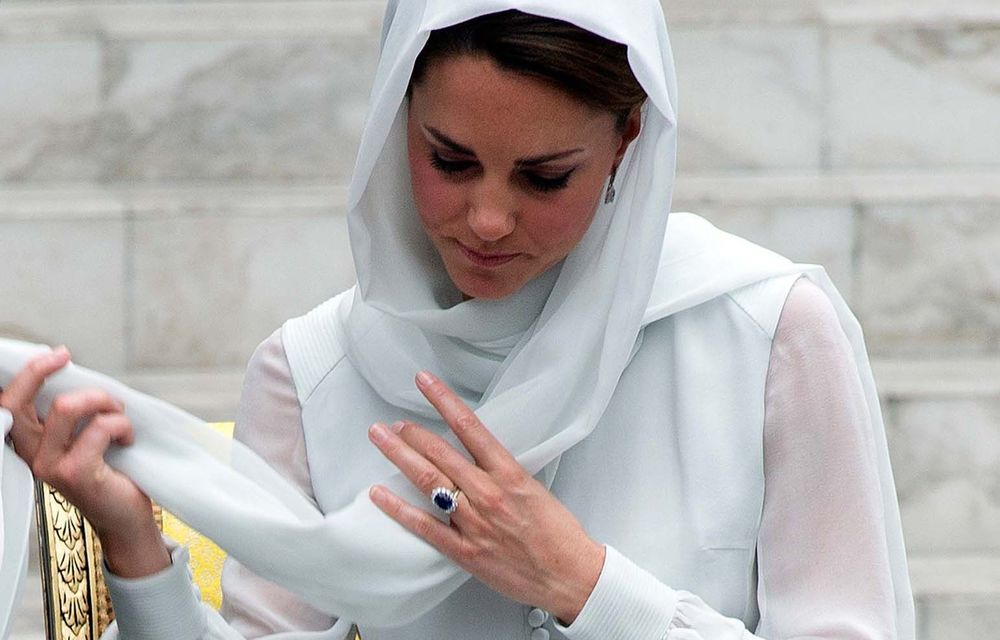 The Duchess of Cambridge outside a mosque in Kuala Lumpur.