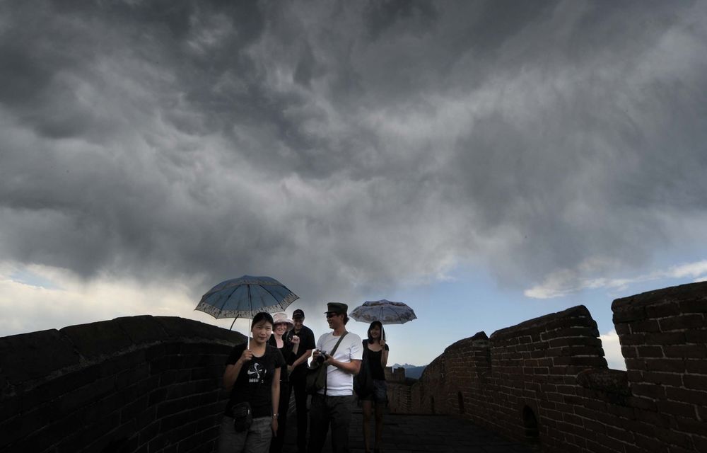 Seeing the sights: Chinese tourists on the Great Wall at Jinshanling