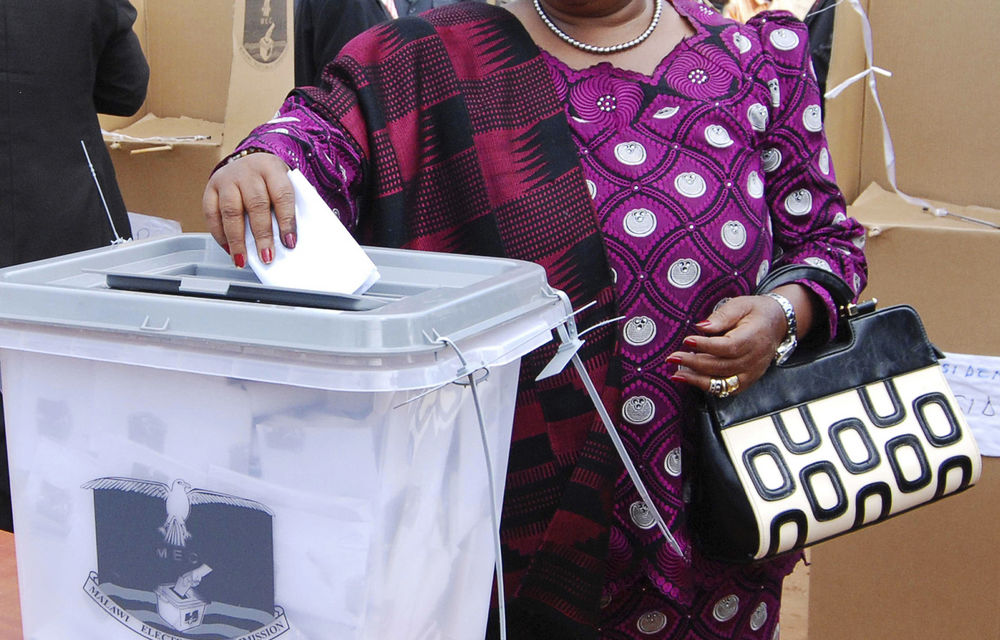 Incumbent Malawian President Joyce Banda votes in her home district of Malemia during May 20 elections.