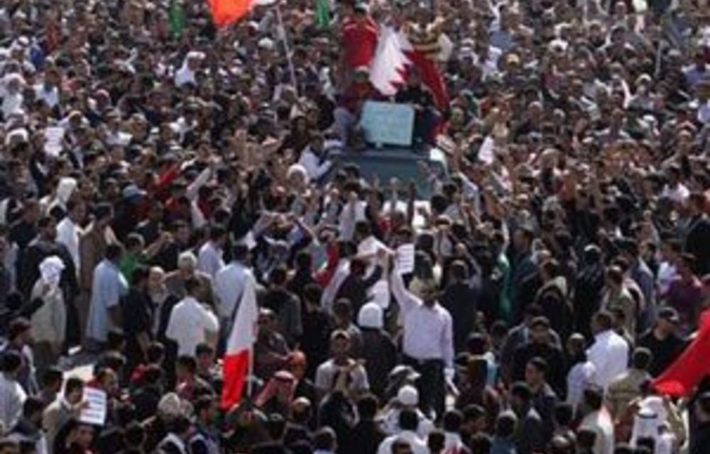 Bahrain protesters gather in capital for third day