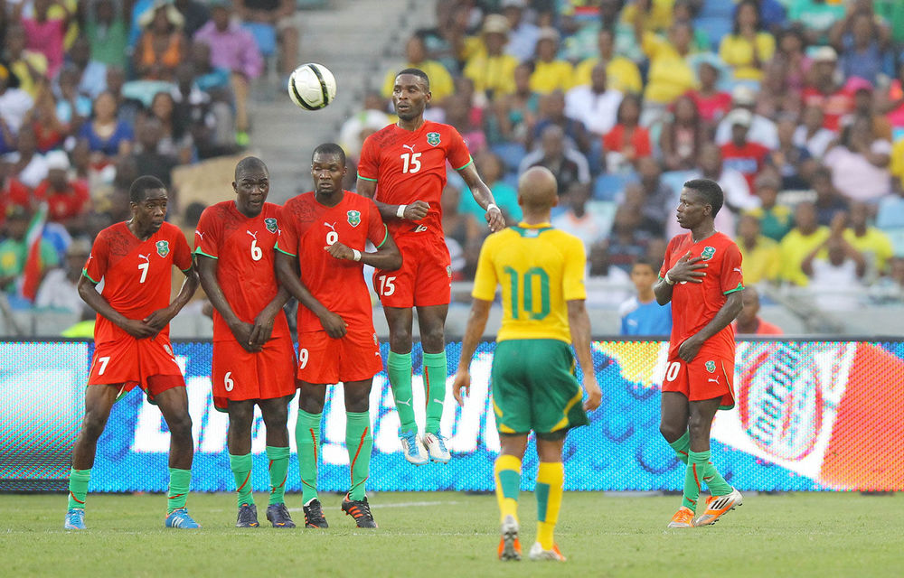 Malawi in the free kick during the international friendly match between South Africa and Malawi from Moses Mabhida Stadium in Durban.