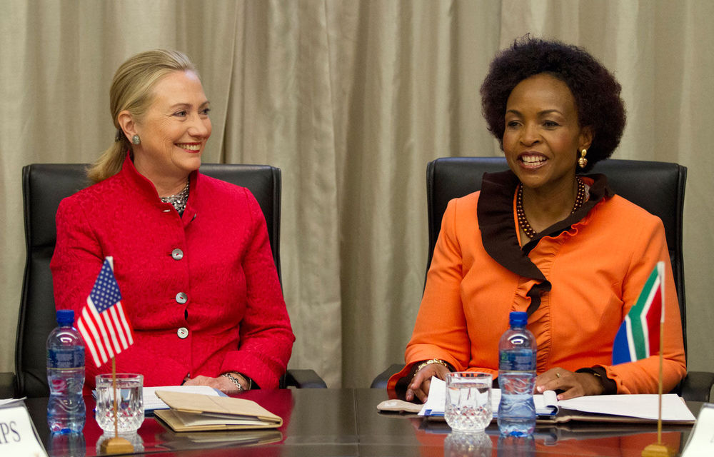 US Secretary of State Hillary Clinton meets with Foreign Affairs Minister Maite Nkoana-Mashabane at the US-South Africa Strategic Dialogue in Pretoria.