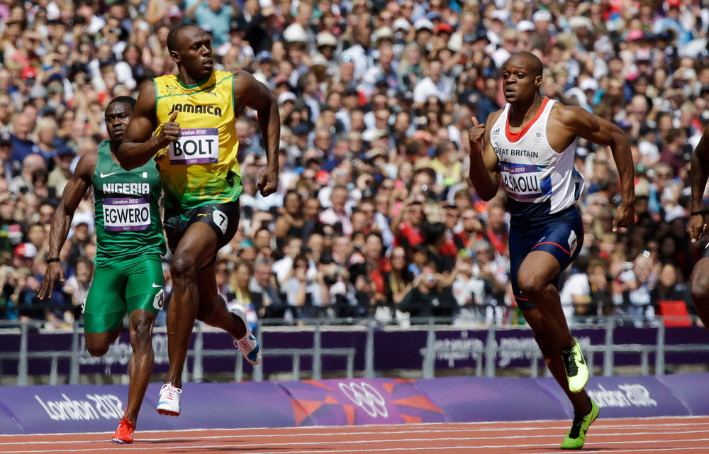 Usain Bolt blitzed his way down the track to win in 9.63 seconds in the Olympic 100m.