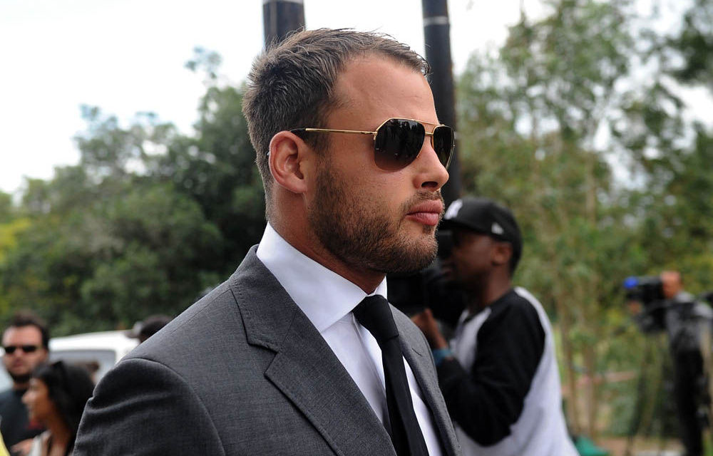 Francois Hougaard at Reeva Steenkamp's funeral ceremony in 2013.