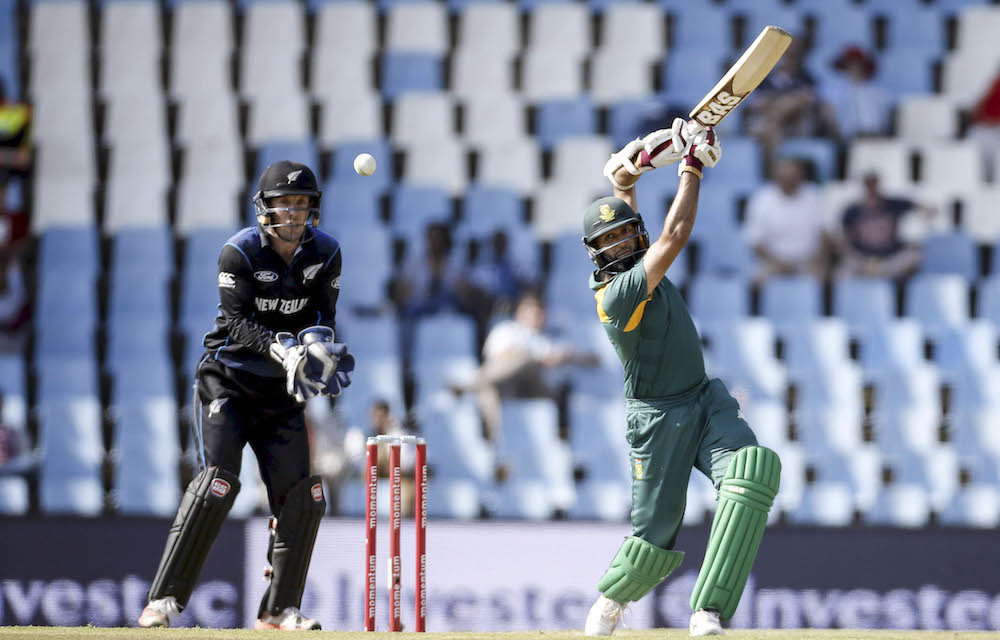 High score: Hashim Amla was back in form with a century in the first ODI agains New Zealand on Wednesday.