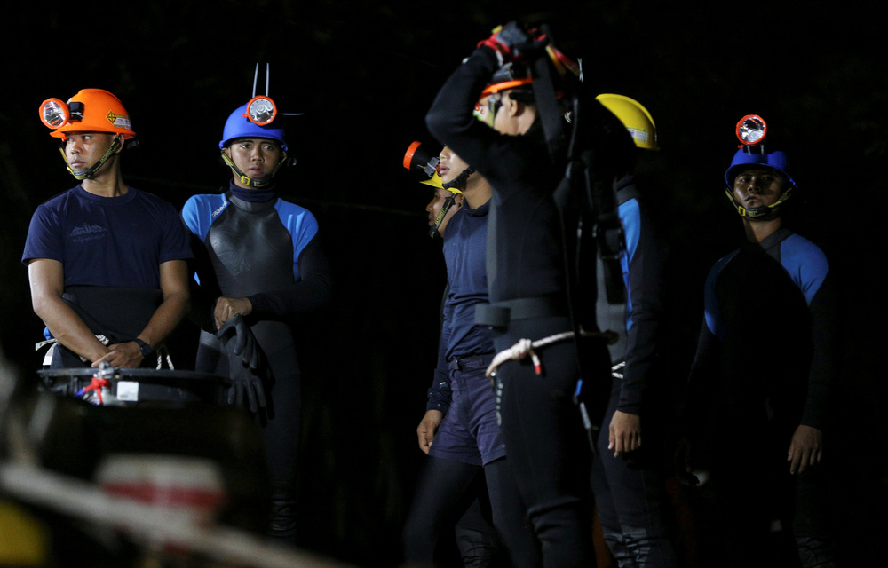 Some of the rescue drivers who have worked on removing the trapped football club from the cave.