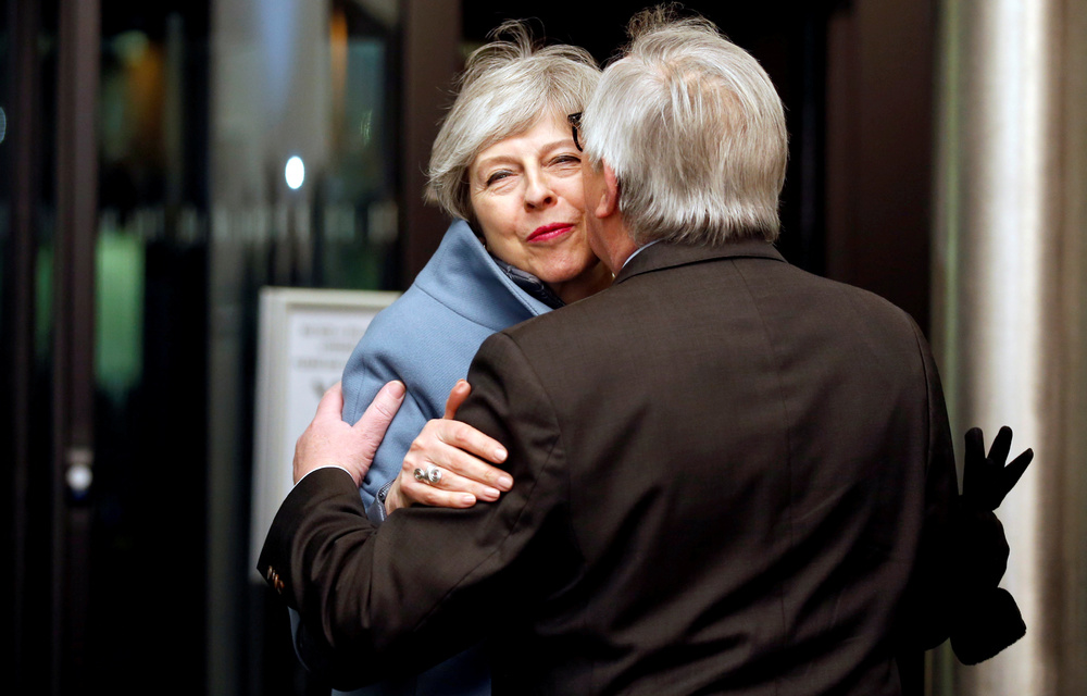 European Commission President Jean-Claude Juncker welcomes British Prime Minister Theresa May in Strasbourg