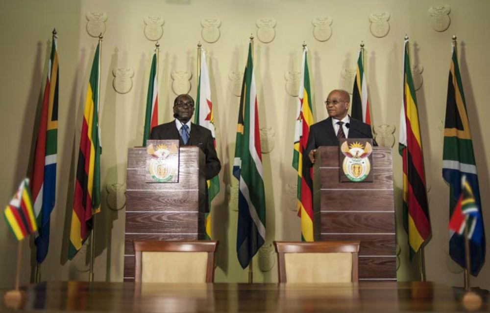 Zimbabwean president Robert Mugabe with his South African counterpart Jacob Zuma.