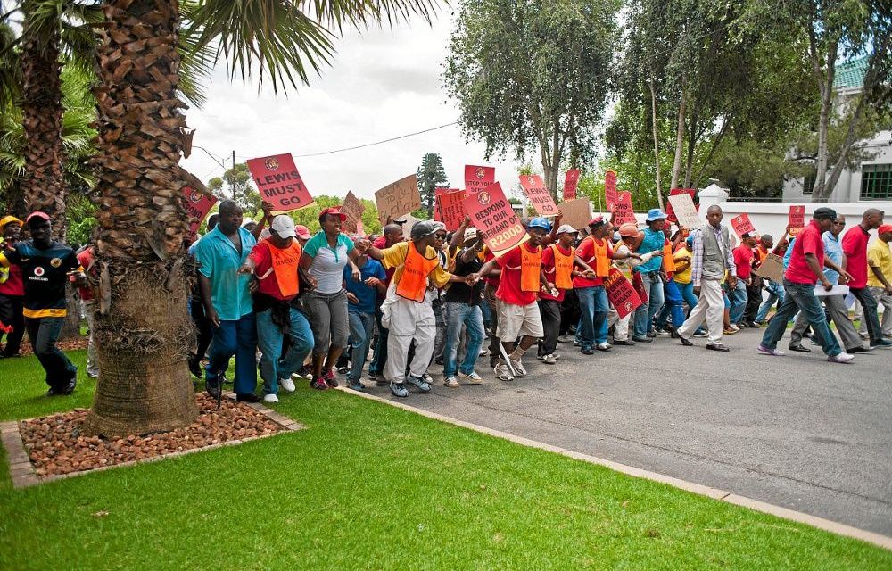 NUM members marching on the Northam Platinum offices in Johannesburg.