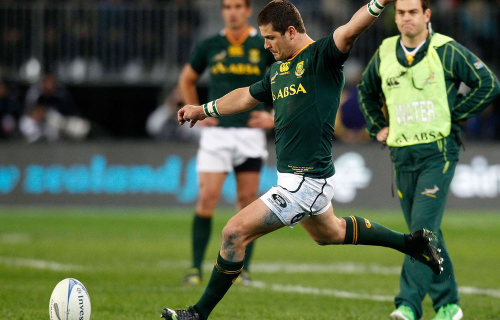 Morne Steyn during the Test against New Zealand at the Forsyth Barr Stadium in Dunedin on September 15.