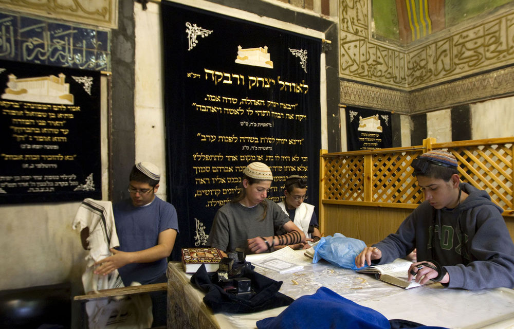 Israeli Jews pray in the Tombs of the Patriarchs