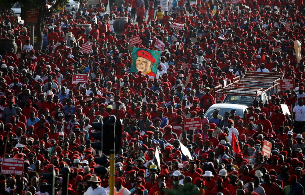 Red light: The Economic Freedom Fighters marched to the JSE with a list of 17 demands.