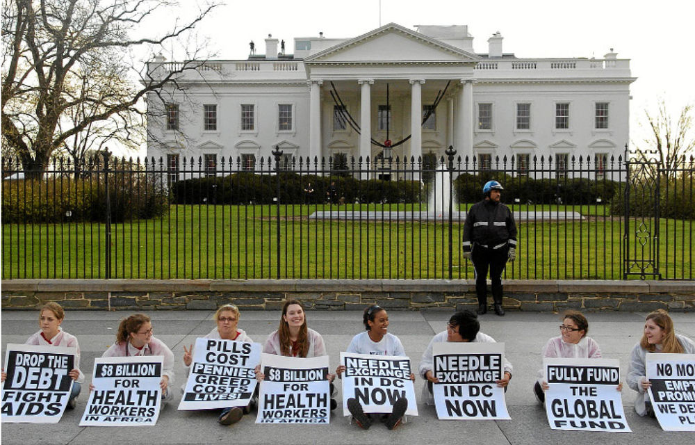 Protesters outside the White House in Washington DC