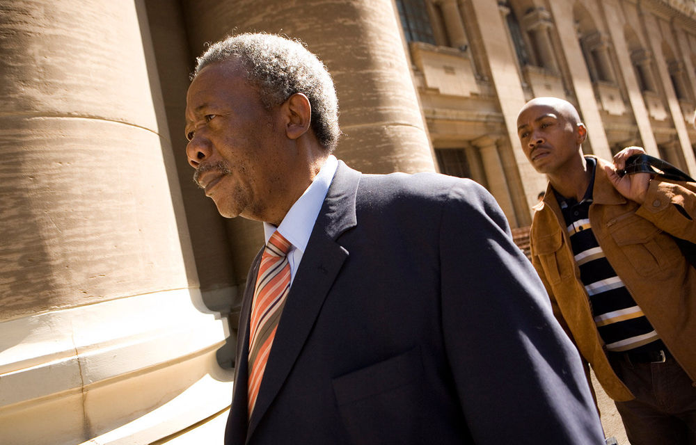 Former police chief Jackie Selebi is seen outside the South Gauteng High Court in Johannesburg.