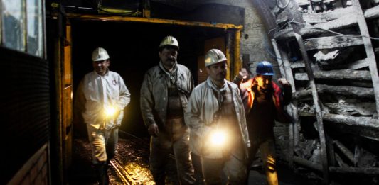 Miners at work in a coal mine in Turkey's Black Sea city of Zonguldak.