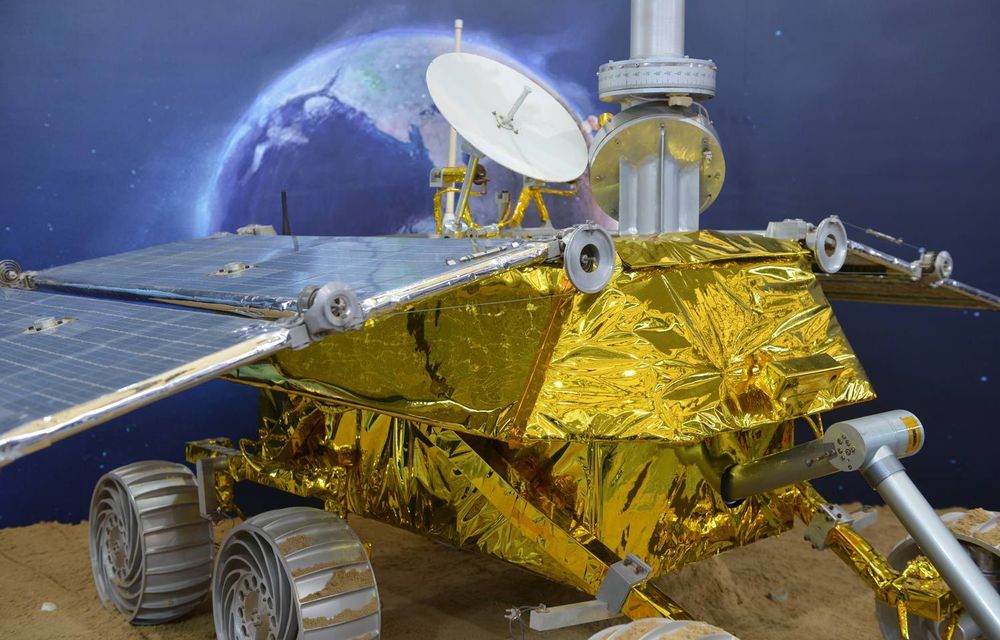 A model of the Jade Rabbit lunar rover on display at the China International Industry Fair 2013 in Shanghai on November 5.