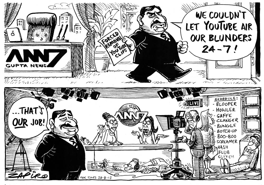 Zapiro: ANN7 takes on its own blunders