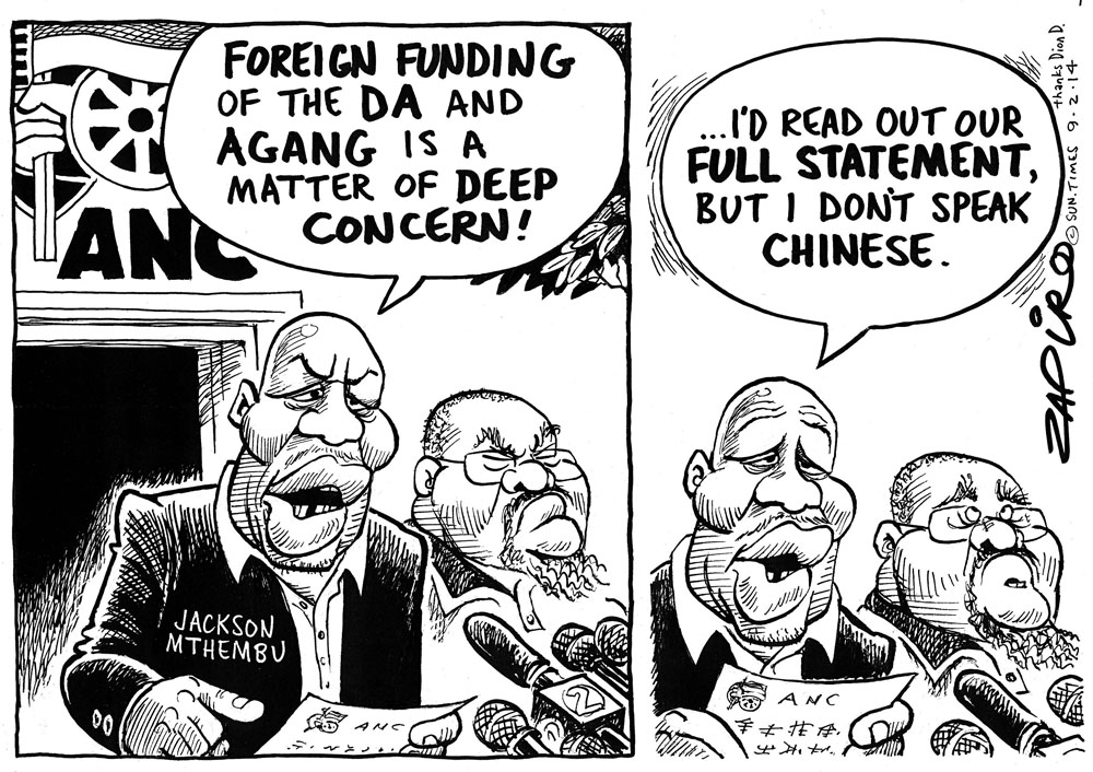 Zapiro: ANC, Agang foreign funding