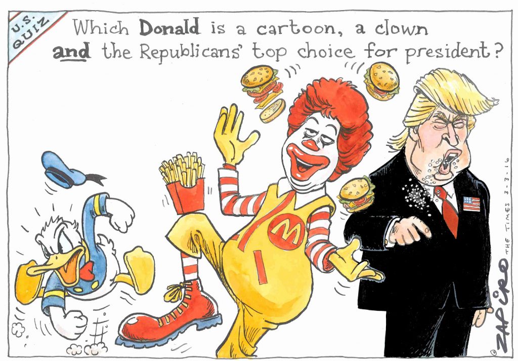 Zapiro: Is Donald a clown and a cartoon?