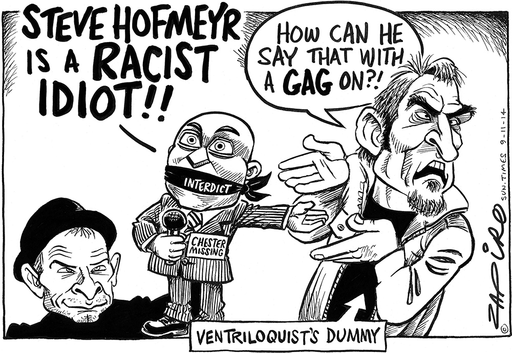 Zapiro: Steve Hofmeyr vs Chester Missing: who is the dummy?