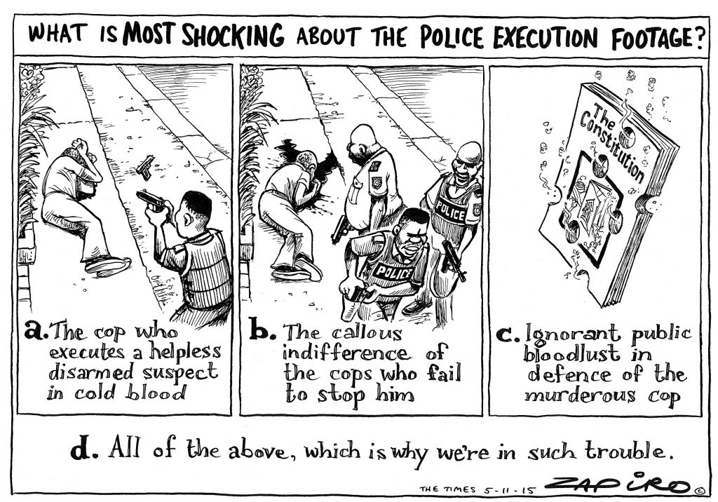 Zapiro: Who wants to be a millionaire – Cop brutality edition