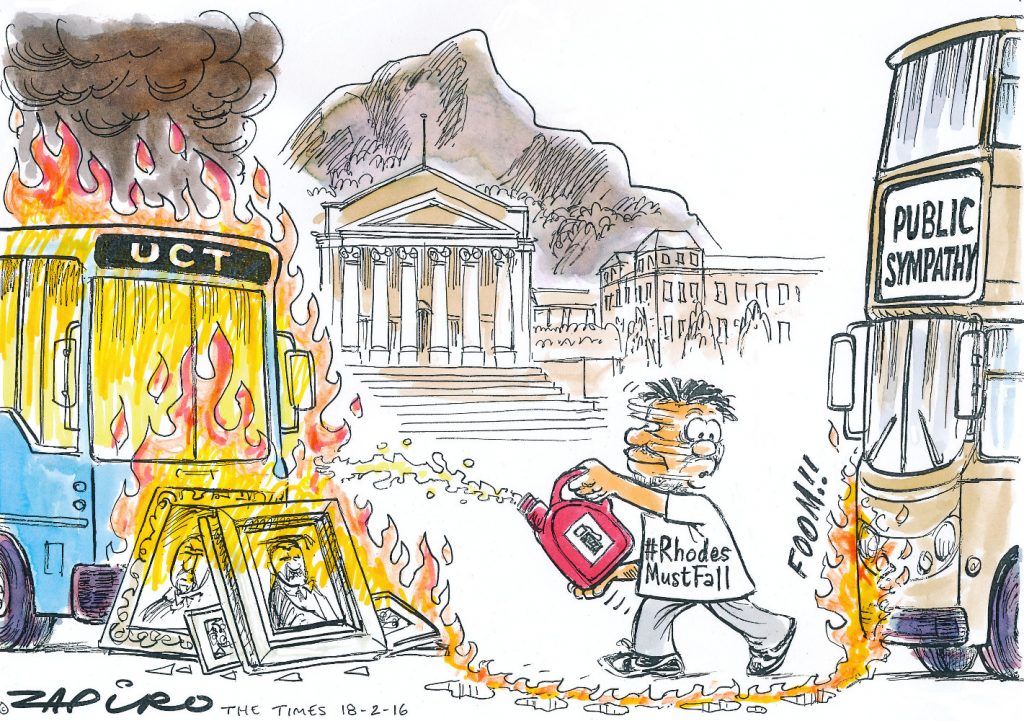 Zapiro: #RhodesMustFall: Public sympathy catches fire