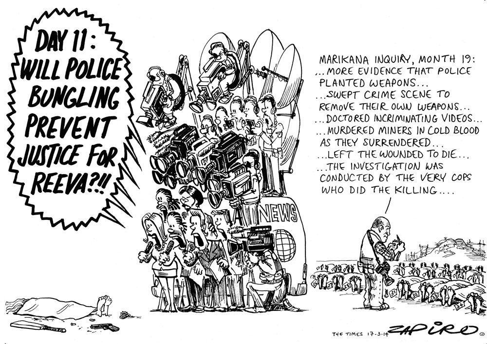 Zapiro: Reeva Steenkamp vs Marikana miners