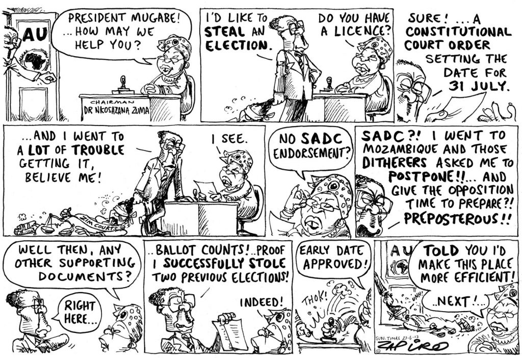 Zapiro: Stealing an election: AU, Mugabe resolution