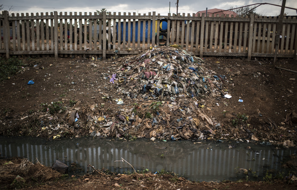 Rubbish litters the landscape of Bekkersdal.